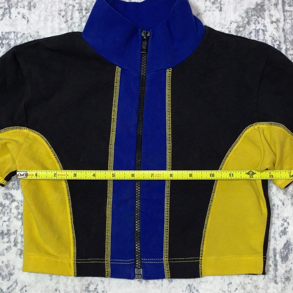 VTG Liz Claiborne Colorblock Cropped Zip-Up Top S - Picture 10 of 10